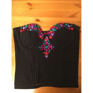 Festival gem, strapless top.